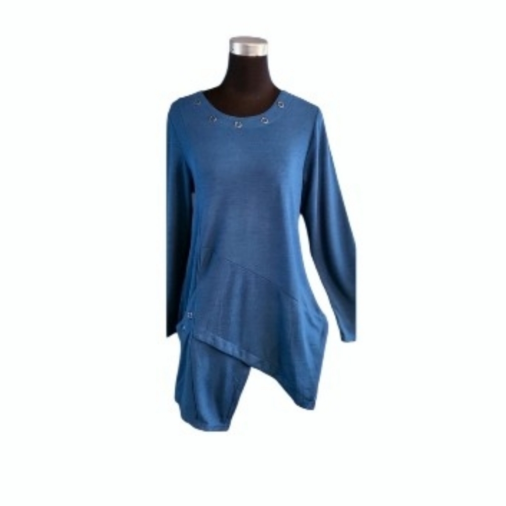 DOMANI Cotton Blend 3/4 Sleeve Crew Neck Tunic Top Size Large NWT